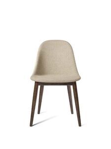 Audo Copenhagen - Harbour Side Dining Chair, Wood Base, Upholstered Shell PC0T, Dark Stained Oak, EU/US - CAL117 Foam, 02 (Beige), Bouclé, Bouclé, Audo