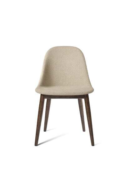 Audo Copenhagen - Harbour Side Dining Chair, Wood Base, Upholstered Shell PC0T, Dark Stained Oak, EU/US - CAL117 Foam, 02 (Beige), Bouclé, Bouclé, Audo