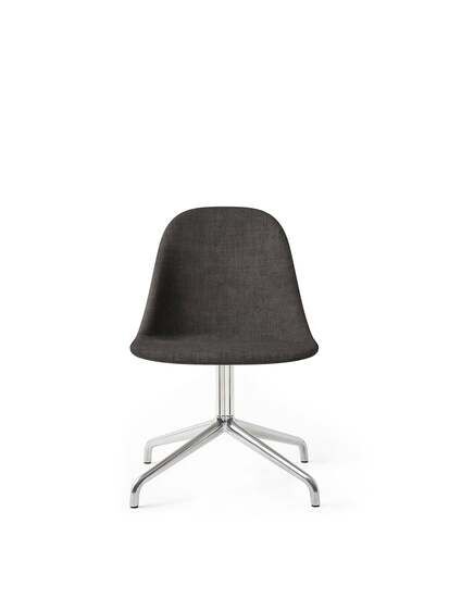 Audo Copenhagen - Harbour Side Dining Chair, Star Base w/Swivel, Upholstered Shell PC2T, Polished Aluminium, EU/US - CAL117 Foam, 0154 (Grey) Canvas, Canvas, Kvadrat