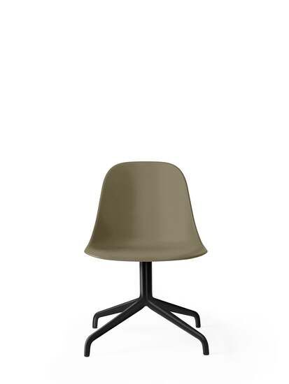 Audo Copenhagen - Harbour Side Dining Chair, Star Base w/Swivel, Shell Without Upholstery, Black Aluminium, Shell, Olive