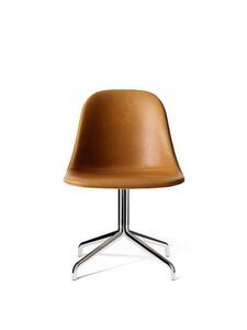 Audo Copenhagen - Harbour Side Dining Chair, Star Base, Swivel w/Return, Upholstered Shell PC1L, Polished Aluminium, EU/US - CAL117 Foam, 0250 (Cognac), Dakar, Dakar, Nevotex