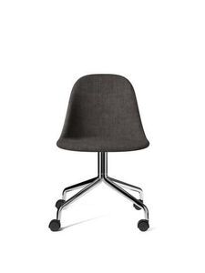 Audo Copenhagen - Harbour Side Dining Chair, Star Base w/Casters, Upholstered With PC2T, Polished Aluminium, EU/US  - CAL117 Foam, 0154 (Grey) Canvas, Canvas, Kvadrat