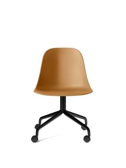 Audo Copenhagen - Harbour Side Dining Chair, Star Base w/Casters, Shell Without Upholstery, Black Aluminium, Shell, Khaki