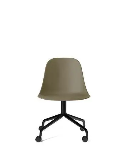 Audo Copenhagen - Harbour Side Dining Chair, Star Base w/Casters, Shell Without Upholstery, Black Aluminium, Shell, Olive