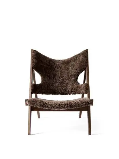 Audo Copenhagen - Knitting Lounge Chair, Wood Base, Upholstered with PC3L, Dark Stained Oak, EU/US - CAL117 Foam, Sheepskin Curly (Root), Sheepskin Curly, Nevotex