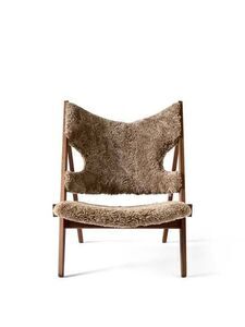 Audo Copenhagen - Knitting Lounge Chair, Walnut Base, Upholstered Seat and Back PC3L, EU/US - CAL117 Foam, Sheepskin Curly (Sahara), Sheepskin Curly, Nevotex