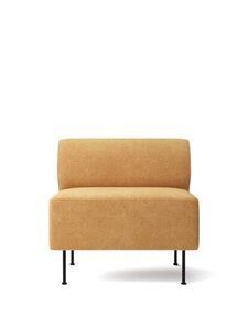 Audo Copenhagen - Eave Dining 80, Black Steel Legs, Upholstered PC2T, EU - HR Foam/Length: 80 cm, 0022 (Orange) Moss, Moss, Kvadrat