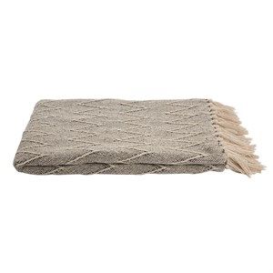 Image of Au Maison - Plaid- Throws Zigzag - Off white/Charcoal