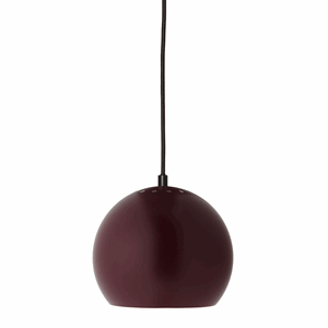 Image of Ball pendel - bordeaux/mat (Ø 18 cm) m. sort stofledning