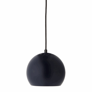 Image of Ball pendel - mørkeblå/mat (Ø 18 cm) m. sort stofledning