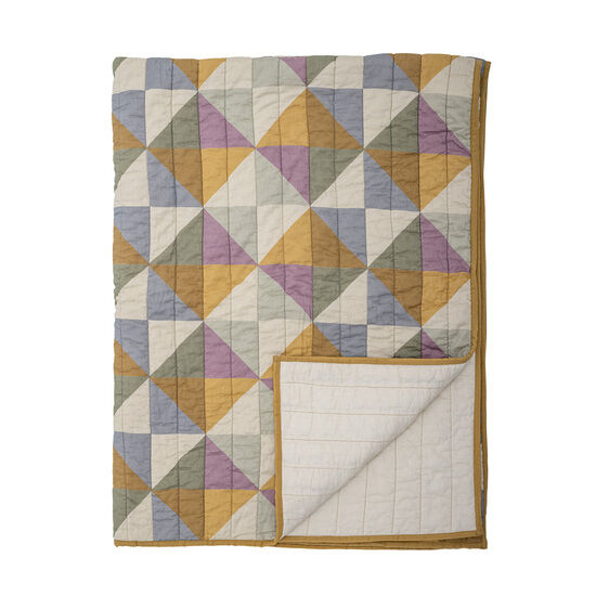 Bloomingville - Tæppe - Crewe Quilt, Gul, Bomuld, OEKO-TEX - 150x125 cm