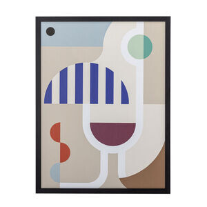 Bloomingville - Wine Illustration med ramme, Sort, Fyr