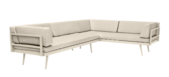 Cinas - Rio lounge sofa, Sandy Grey aluminiums stel, med hynder i Sand