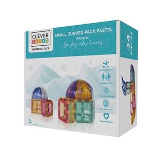 Cleverclixx - Magnetlegetøj - Small Curved Pack Pastel - 34 dele