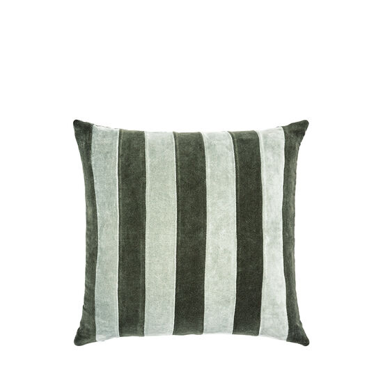 Cozy Living - Carla Striped Velvet Pudebetræk - ARMY, SEAGRASS