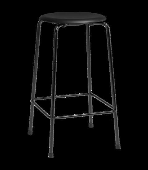 Fritz Hansen - Barstol - High Dot™ Counter stool 4-legs - Intense leather Black/Black Powdercoated base