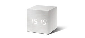 Gingko - Wooden Cube Click Clock White / White LED