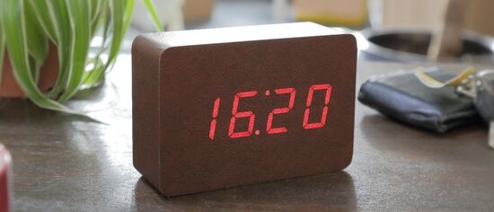 Gingko - Brick  Click ClockLeatherette / Red LED