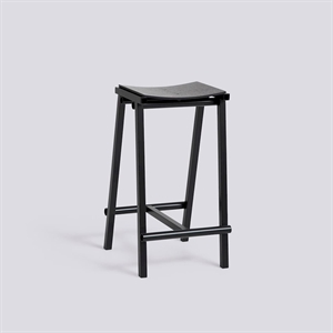 HAY - Taburete 8 Bar Stool - Black - Black Lacquered Oak Veneer Seat - Lav model 65 cm