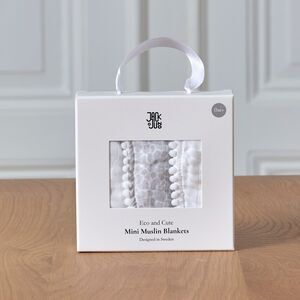 Jack o Juno - Tæppe/Klud - Pom Pom Mini Muslin Blankets (3-pack) - Hvid/Grå