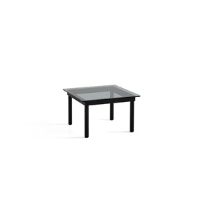 HAY - Kofi Table - 60 x 60 cm - ben i sort lakeret eg og grey tinted /grålig glasplade 