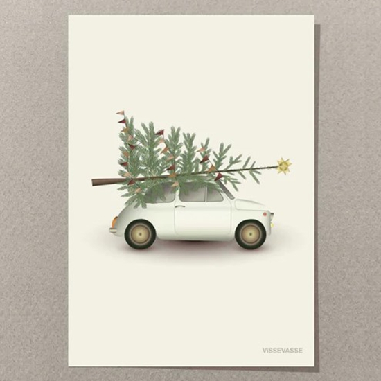 VisseVasse - Mini Kort - Christmas Tree and Little Car - Til og fra kort