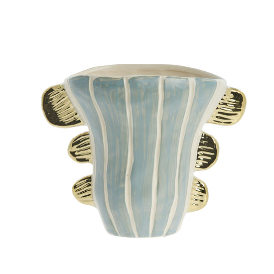 Lene Bjerre - Valentina vase i keramik 24x13 cm. mint/guld