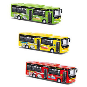 Magni - Bus med pull-back, lys og lyd, 3 assorterede farver