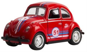 Magni - VW Bobbel Herbie med print og pull-back, 6 assorterede farver