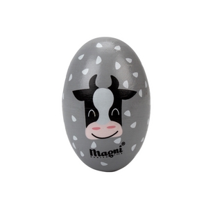 Magni - Rasleæg med ko, grå / Magni - Rattle egg with cow, grey