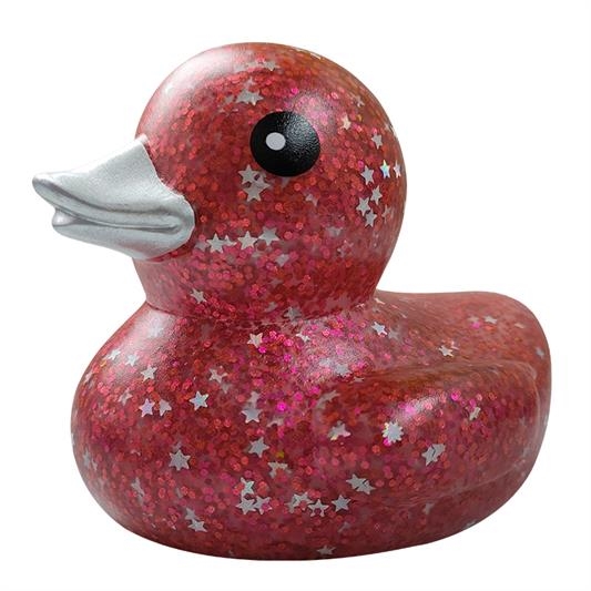 Badeand med glimmer, pink, 8 cm. / Bath duck with glitter, pink, 8 cm.