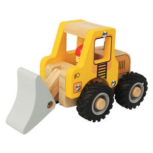 Magni - Bulldozer i træ med gummihjul,  FSC 100% / Magni - Wooden bulldozer truck with rubber wheel, FSC 100%