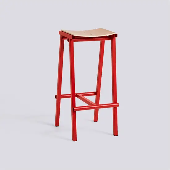 HAY - Taburete 8 Bar Stool - Reed - Lacquered Oak Veneer Seat - Høj model 75 cm