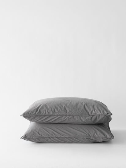 Tell Me More - Pillowcase org cotton 50x70 2p - dark grey