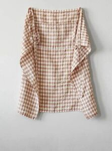 Tell Me More - Apron linen - gingham biscuit